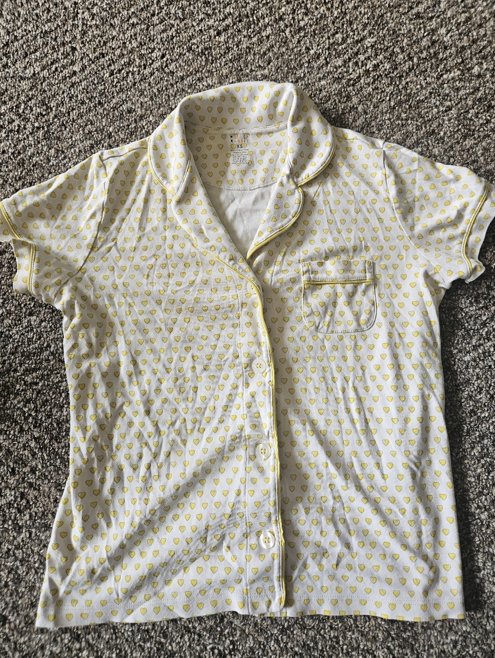 Roller Rabbit yellow Hearts Polo Pajama Top Xs